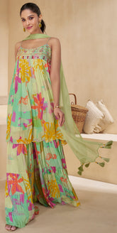 Latest designer dress on pure Fabric with detailed indian inspired floral print designer dress